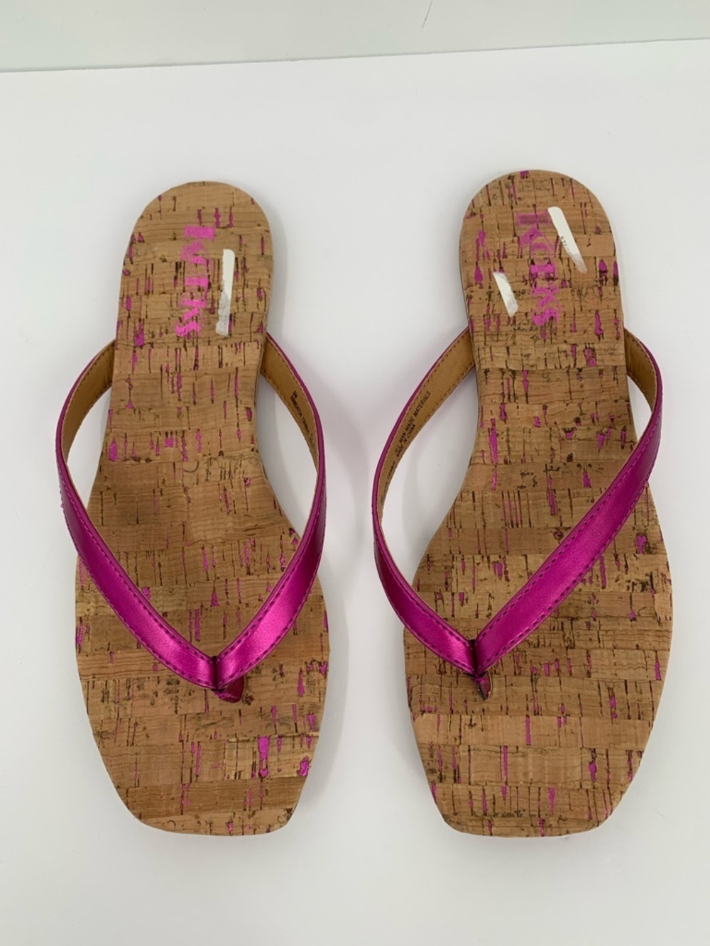 Korks Winnie flip flop thong sandal metallic pink slide shoe cork flat new 8